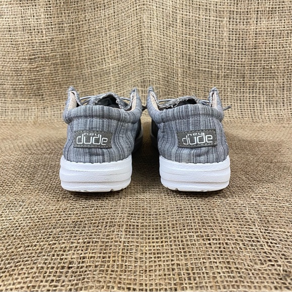 🛑SOLD🛑 Hey Dude Shoe Casual Walley Linen Stone Gray Slip On Size 5 - Picture 8 of 10